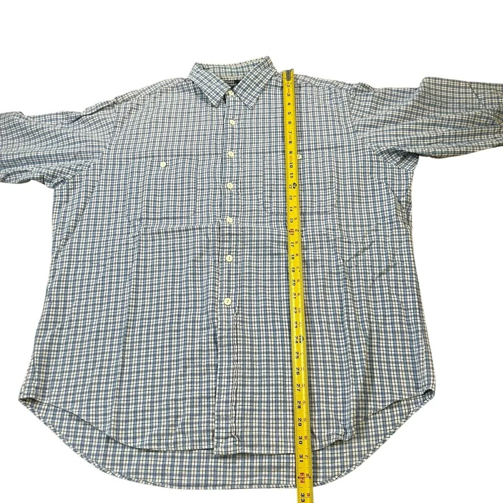 Vintage Polo Ralph Lauren Plaid Button Down Shirt Long Sleeve XL Blue‎ White
